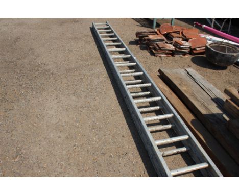 An extending aluminium ladder