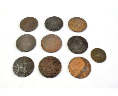 Middlesex Halfpenny Tokens (9), DENNIS', 1795, a wheatsheaf, BAKERS HALFPENNY 1795, rev. inscription, date below, edge ON DEM