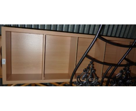 Beech laminate double sided shelf unit 