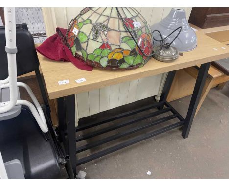 Pine effect and dark grey painted console table approx 100cm wide