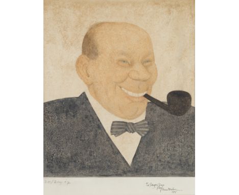 Dulac (Edmund) Portrait of Dr. George Crimp, Dulac's physician, watercolour and gouache over pencil, signed, dated, and inscr