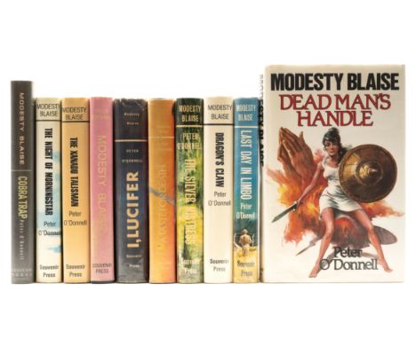 O'Donnell (Peter) Modesty Blaise, 1965; I, Lucifer, jacket price-clipped, spine head creased, 1967; A Taste for Death, jacket