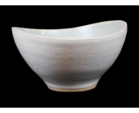 Dame Lucie Rie D.B.E. (1902-1995), Eliptical bowl, circa 1970, white glaze to the exterior and base, the interior glazed pale
