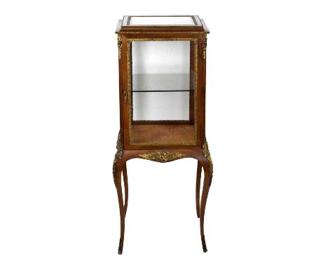 Early 20th Century mahogany and gilt metal mounted vitrine, in the Louis XV taste, the square top with inset bevelled glass p