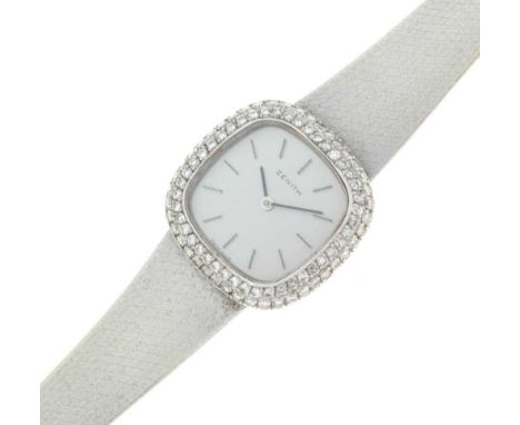 Zenith - Lady's 18ct white gold, diamond-set bracelet watch, the bezel set with eighty-eight single cut diamonds set in two r