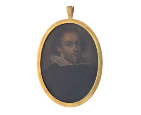 Mid 17th Century oval portrait miniature, oil on copper, depicting a bearded gentleman, possibly the artist Claude Lorrain, 5