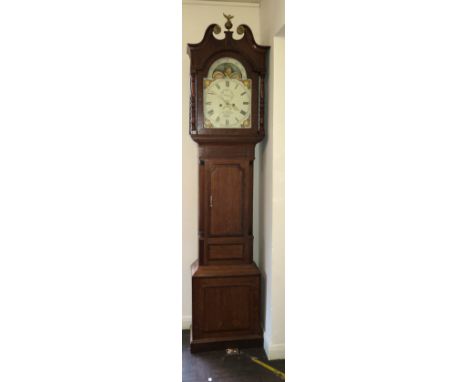 An oak and mahogany 8-day grandfather clock J Ashton, Leek.