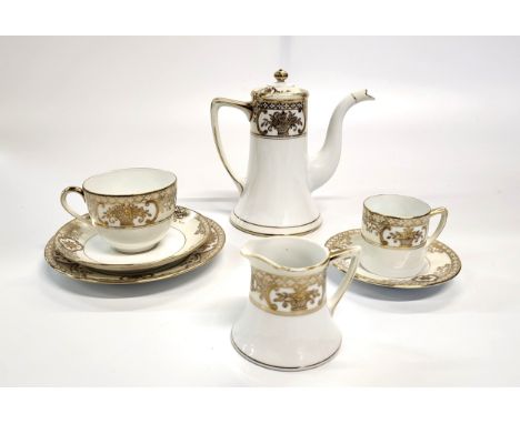 A Japanese Noritake coffee service comprising of two square plates, 3 coffee cups and five saucers, four tea cups and six sau