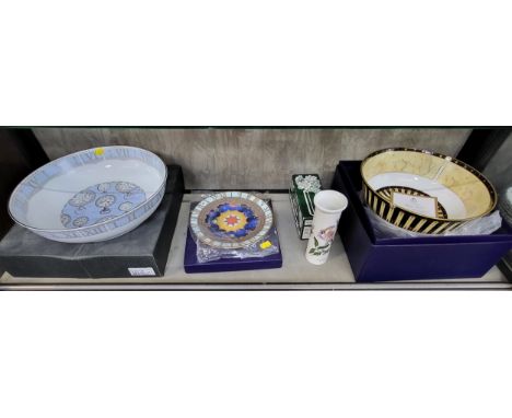 Royal Worcester Millenium Time Bowl 32cm, Flight bowl, plate and a Portmerion Botanic Garden vase. (4)