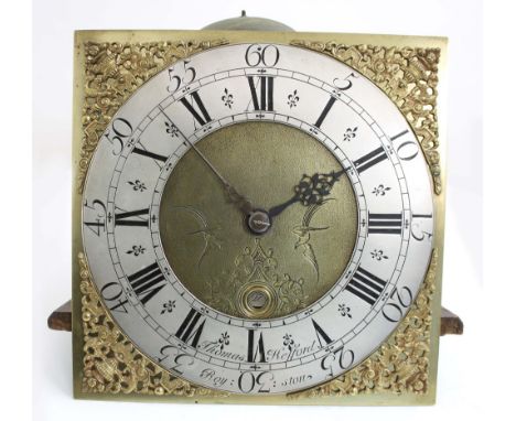 Thirty hour longcase clock movement, the 12" square brass dial signed Thomas Kefford, Royston on the silvered chapter ring en