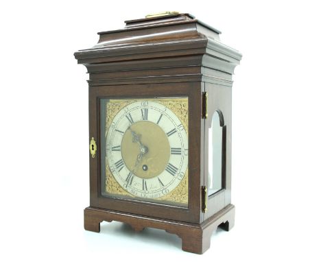 Good English mahogany single fusee verge bracket clock, the 7.5" square dial plate signed Wm. Bird, Seagrave on the silvered 