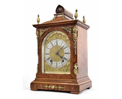 Good Lenzkirch walnut two train ting-tang mantel clock, the movement back plate bearing the maker's name and stamped One Mill