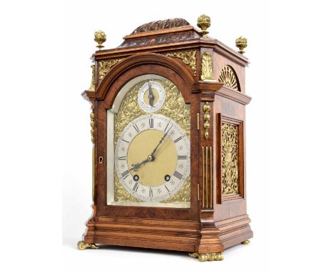 Fine Lenzkirch walnut ting-tang bracket clock, the movement back plate bearing the maker's name and stamped One Million, 7234