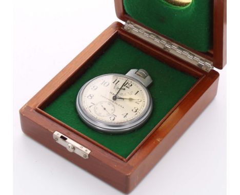 Hamilton U.S. Navy Model 22 forty-eight hour metal cased chronometer motor torpedo boat deck watch, circa 1942, the silvered 