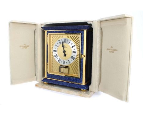 Rare model Jaeger-LeCoultre Atmos clock, the 4.5" silvered chapter ring enclosing a gilded brushed centre, sunburst dial plat