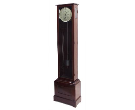 Mahogany regulator longcase clock, the 10" silvered circular dial signed R.N. Pickering, London, with subsidiary seconds and 