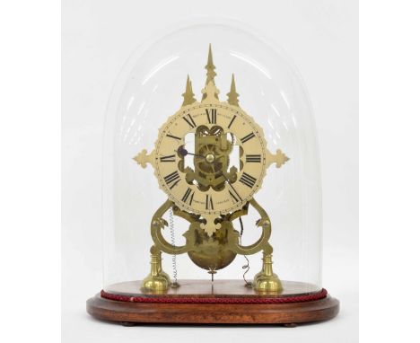 Rare Self-Winding Clock Company electric skeleton clock, the silvered chapter ring inscribed Self Winding Clock, Wheatley, Ca