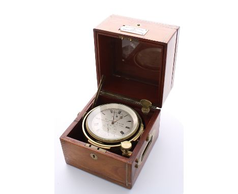 Two day marine chronometer, the 3.75" silvered dial signed Wm. Lister &amp; Sons, Newcastle on Tyne, no. 5/4117, with subsidi