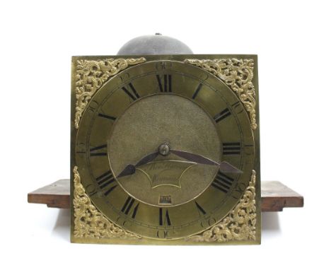 Good early thirty hour longcase clock movement, the 10" square brass dial signed Ben Harvey, Weymouth on a shaped plaque to t