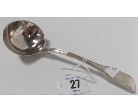 George III silver fiddle thread pattern sauce ladle, maker WE WF, London 1807, weight 2oz approx.