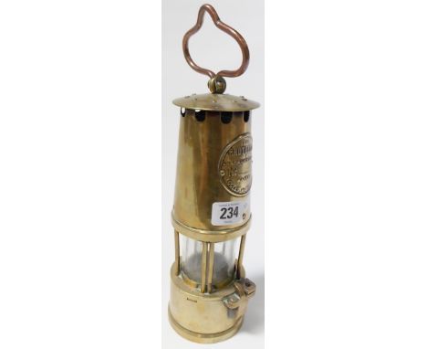 Brass miner's lamp The Protector Lamp & Lighting CL Eccles Manchester.
