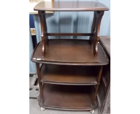 Ercol Elm three tier trolley, together with an Ercol rectangular coffee table