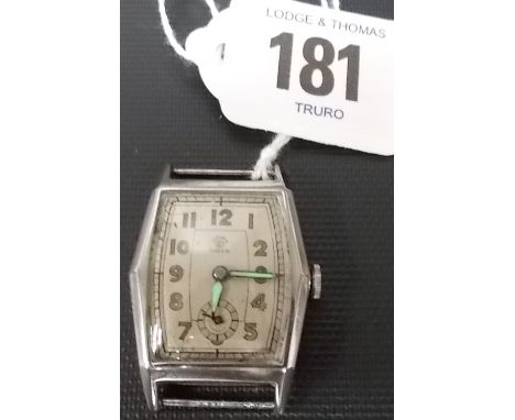 1940's Anker mid size gentleman's rectangular wrist watch with subsidiary seconds dial, Arabic numerals and in a steel case, 