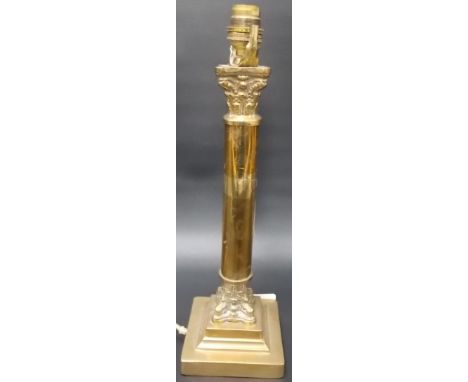 19th Century style brass Corinthian column table lamp base, height 13.25'