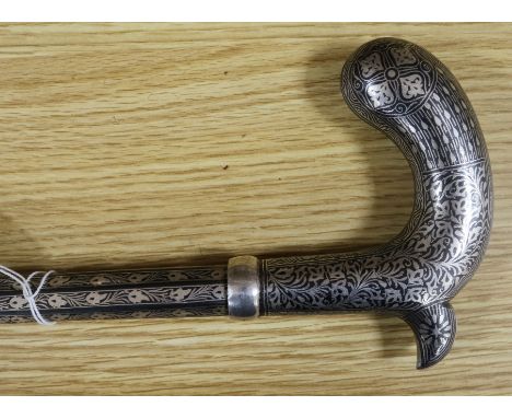 A white metal sword stick 94cm