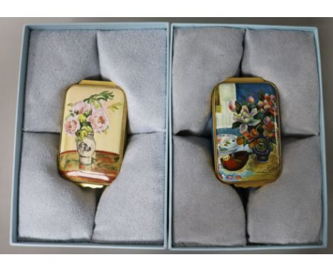 Ten Halcyon Days limited edition enamel bonbonnieres depicting famous paintings; Lady in a Garden by Monet, 136/500, Boulevar