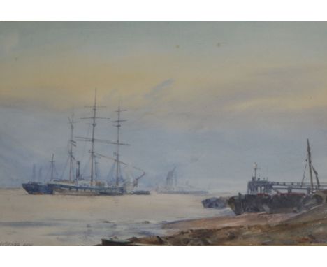 H.W. Stagg, watercolour, 'Charlton, Lower Thames', signed and dated 1909 24 x 34cm.