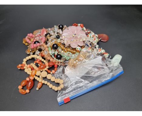 A quantity of costume jewellery necklaces. 