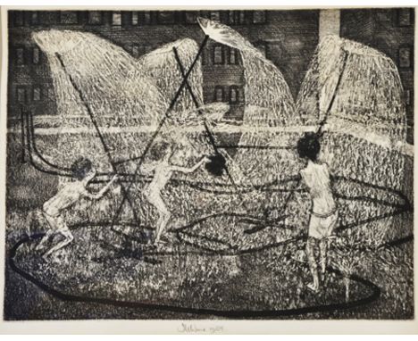 G WARD, 20TH CENTURY ENGLISH SCHOOL 'Summer Showers', etching, signed and dated 1954 in the margin, 25cm x 33cm