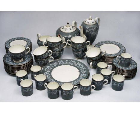 A WEDGEWOOD BONE CHINA MOSELLE PATTERN TEA AND COFFEE SERVICE consisting of seventy six pieces