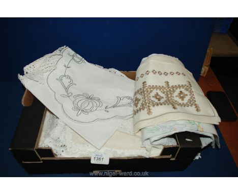 A good quantity of Antique and Vintage Linens, Cut-Work and Embroidery