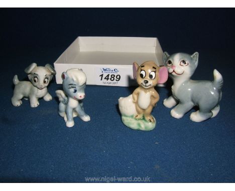 Four old Wade whimsies, one as found 