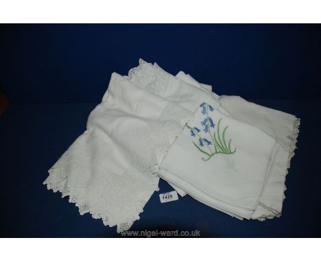 A quantity of Vintage Linen, Lace and Embroidered Tablecloths