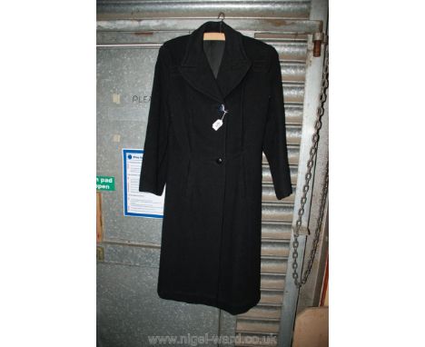 A Vintage black wool 1940's style Coat size 10/12 made by Balenta and a vintage Hat of same period with diamonte style decora