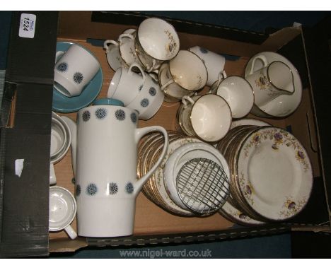 An old Melba china Teaset with mauve floral decoration and a Hostess part Coffee set including Coffee Pot, cups, saucers, cre