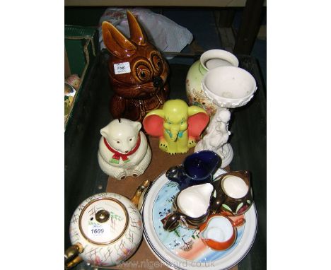 A quantity of china including two Wade money boxes - Dumbo and polar bear, Crown Devon Vase, two Villeroy & Boch decorative p