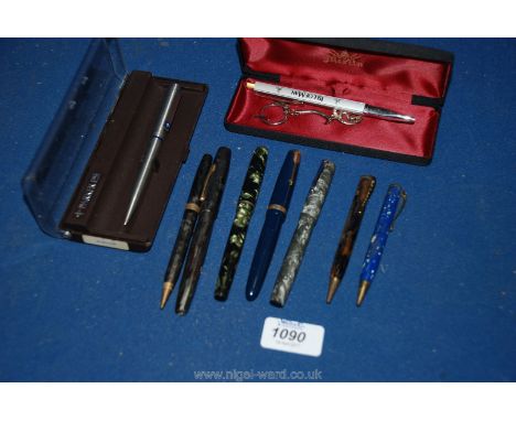 A Parker ballpoint Pen and various other vintage pens and pencils, including Parker duofold, Wyvern, Blackbird, Stratford etc