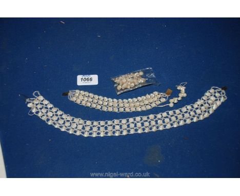 An old Shell Bracelet and Necklace delicately strung together with bugle beads