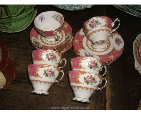 A Royal Albert 'Lady Carlyle' pattern vintage part Teaset including six cups and saucers and six tea plates