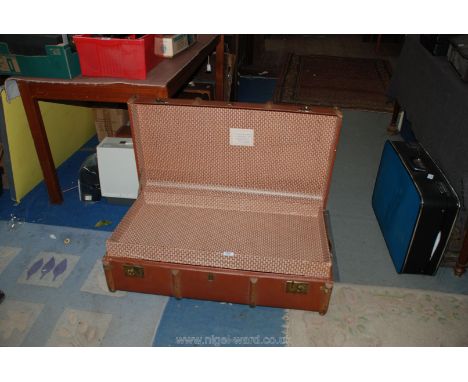 A brass and wooden bound Trunk, with inner tray