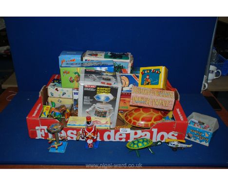 A quantity of vintage collector's Toy items including mechanical tin plate (many boxed)