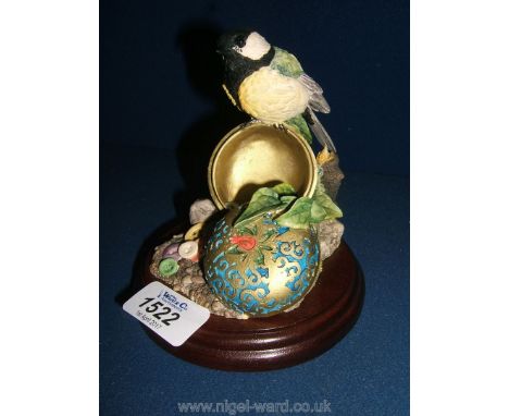 A boxed Border Fine Arts 'The Russell Willis Collection by Chiltern' Figure of Great tit on button box model no WB153