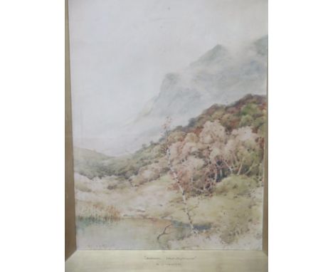 R J Hewitt - Autumn West Highlands, watercolour, signed, approx overall size 53.5cm x 43cm - some foxing damage to part of gi