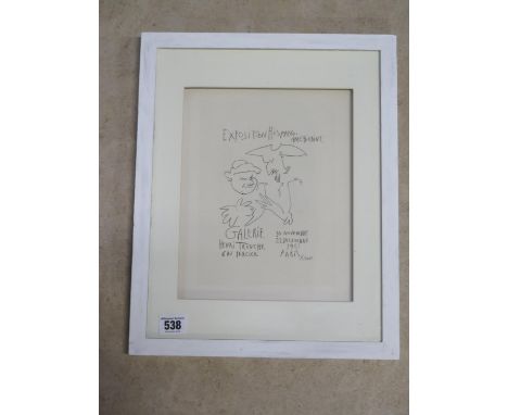 A poster print in the style of Picasso for the Hispano - Americaine Exposition - frame size 38cm x 31cm 