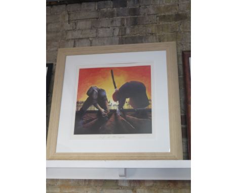 A Mackenzie Thorpe signed limited edition lithograph, Life in the land - 115 of 850 with COA, date 2002, frame size 84cm x 85