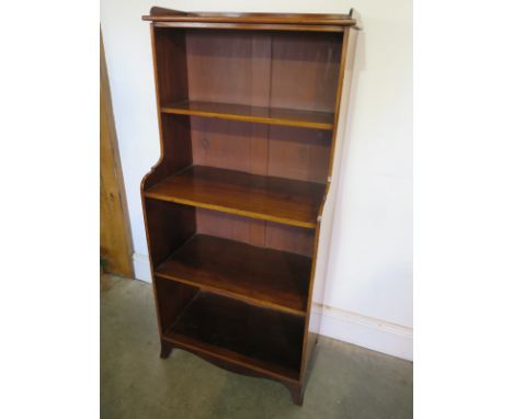 A Victorian light mahogany four shelf waterfall bookcase - 128cm x 58cm 